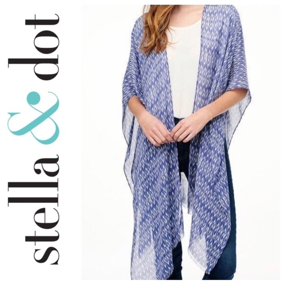Stella & Dot kimono shawl Wrap & Scarf in Blue Ikat